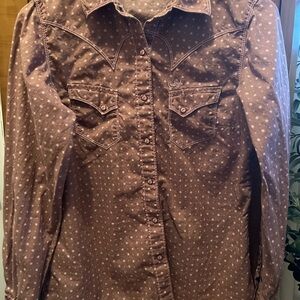 Cruel Girl Mauve Polka Dot Button Down Shirt